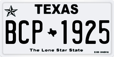 TX license plate BCP1925