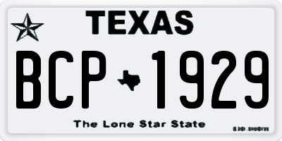 TX license plate BCP1929