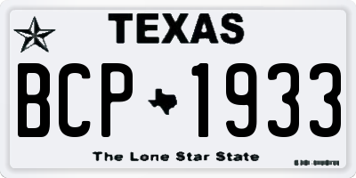 TX license plate BCP1933