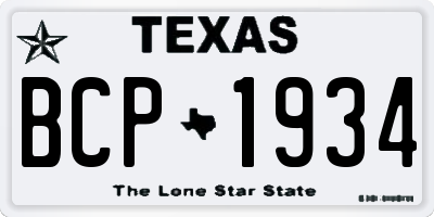 TX license plate BCP1934