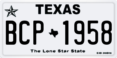 TX license plate BCP1958