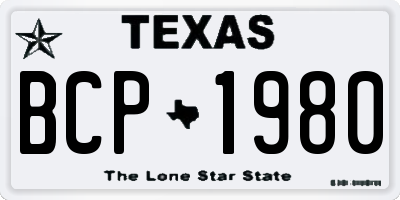 TX license plate BCP1980