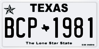 TX license plate BCP1981