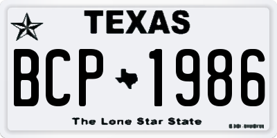 TX license plate BCP1986