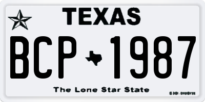 TX license plate BCP1987