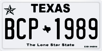 TX license plate BCP1989