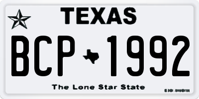 TX license plate BCP1992