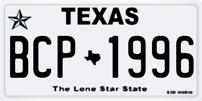 TX license plate BCP1996