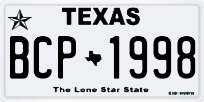 TX license plate BCP1998