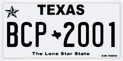 TX license plate BCP2001