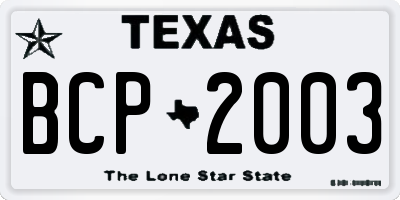 TX license plate BCP2003