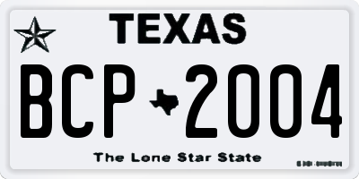 TX license plate BCP2004
