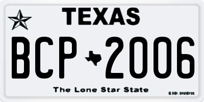 TX license plate BCP2006