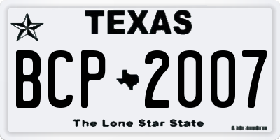TX license plate BCP2007