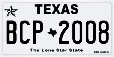 TX license plate BCP2008