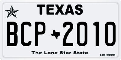 TX license plate BCP2010