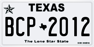 TX license plate BCP2012