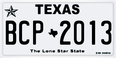 TX license plate BCP2013