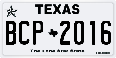 TX license plate BCP2016