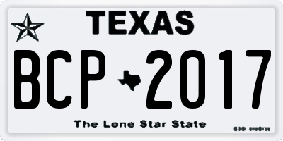 TX license plate BCP2017