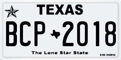 TX license plate BCP2018