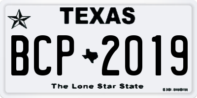 TX license plate BCP2019