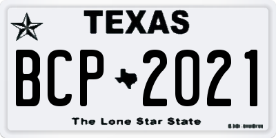 TX license plate BCP2021