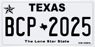 TX license plate BCP2025