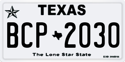 TX license plate BCP2030