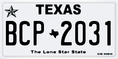 TX license plate BCP2031