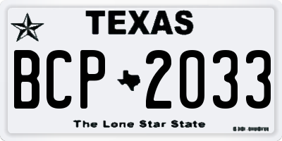 TX license plate BCP2033
