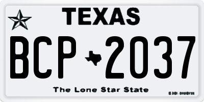 TX license plate BCP2037