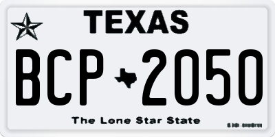 TX license plate BCP2050