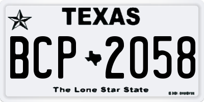 TX license plate BCP2058
