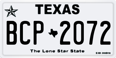 TX license plate BCP2072