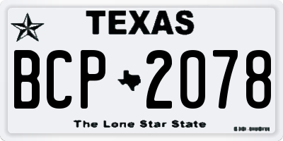 TX license plate BCP2078