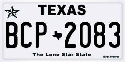 TX license plate BCP2083