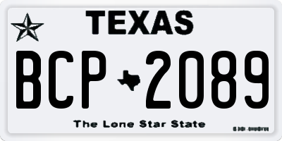 TX license plate BCP2089