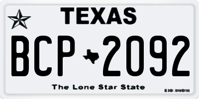 TX license plate BCP2092