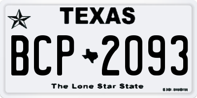 TX license plate BCP2093