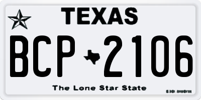 TX license plate BCP2106