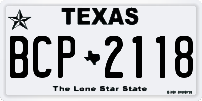 TX license plate BCP2118