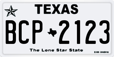 TX license plate BCP2123