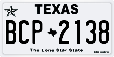 TX license plate BCP2138