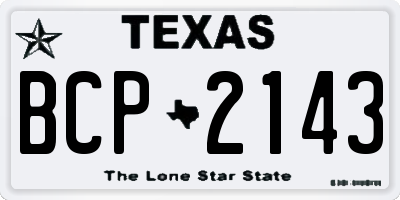 TX license plate BCP2143
