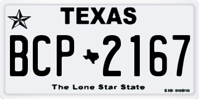 TX license plate BCP2167