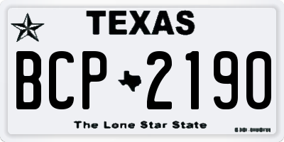 TX license plate BCP2190