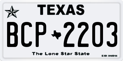 TX license plate BCP2203