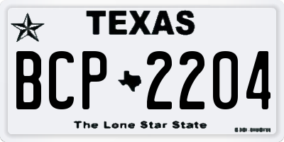 TX license plate BCP2204
