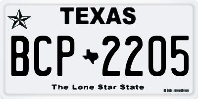 TX license plate BCP2205